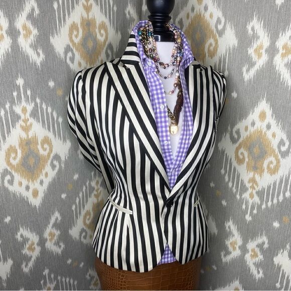 Ralph Lauren Collection ~ Spring 2008 Runway Black & White Stripe Cotton Jacket - Picture 4 of 16